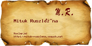 Mituk Ruszlána névjegykártya